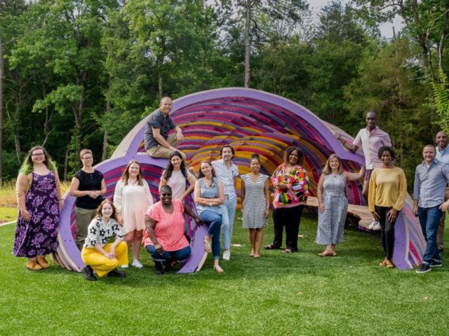ASC’s Team at “Nested Hive”– a public artwork created by RE:site at Eastway Regional Recreation Center. Photo: Will Jenkins.