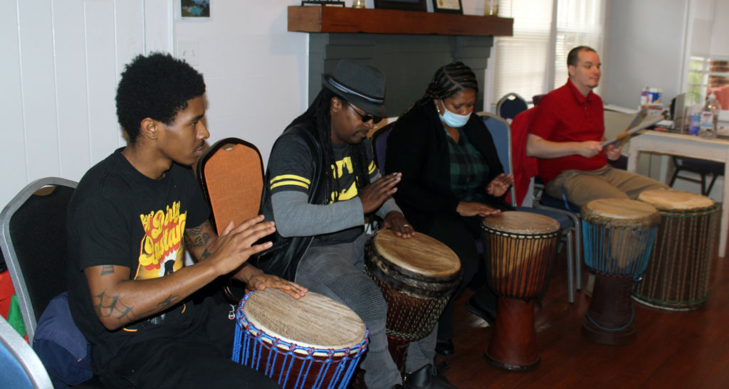 An African drumming experience at Promise Resource Network supported by an ASC Cultural Vision Grant.