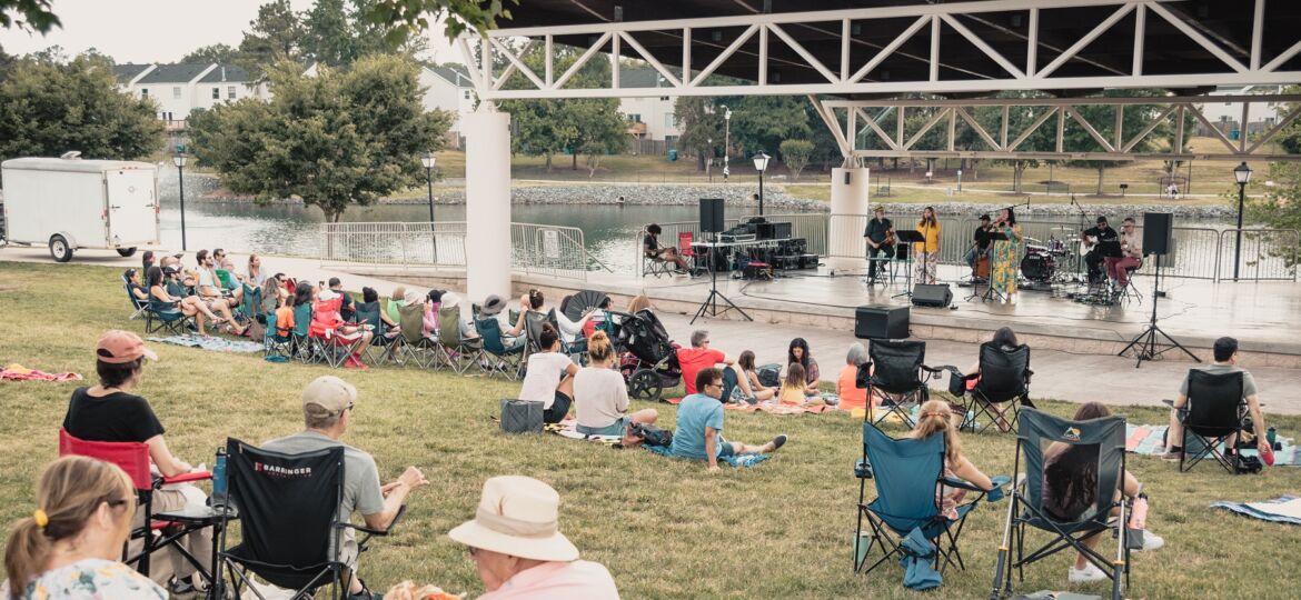 A Cafe Amaretto concert at Pineville Park. ASC Advisory Council members provide feedback on the cultural needs of the areas they serve and help connect residents to creative activities in their communities. Photo by Ernesto Moreno.
