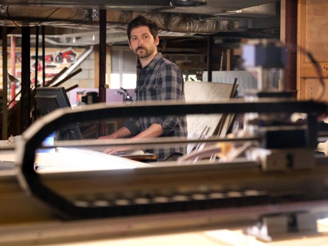 Matthew Steele will add capacity to use a variety of materials and tools for commissions. This is the CNC router in his home studio. Photo by Nancy Pierce.