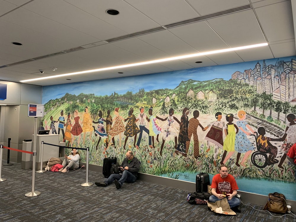 One of the two murals created by Charlotte artist Nellie Ashford for Charlotte Douglas International Airport. 
