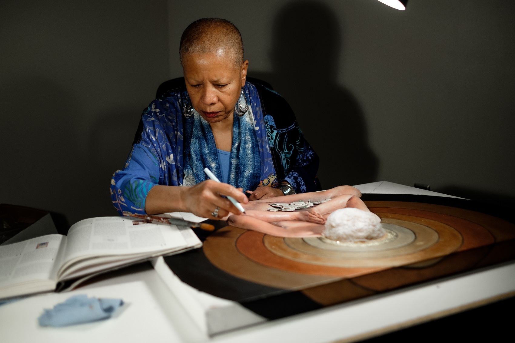 Pictured is ASC Creative Renewal Fellowship recipient Princess Cureton at work in her studio. 