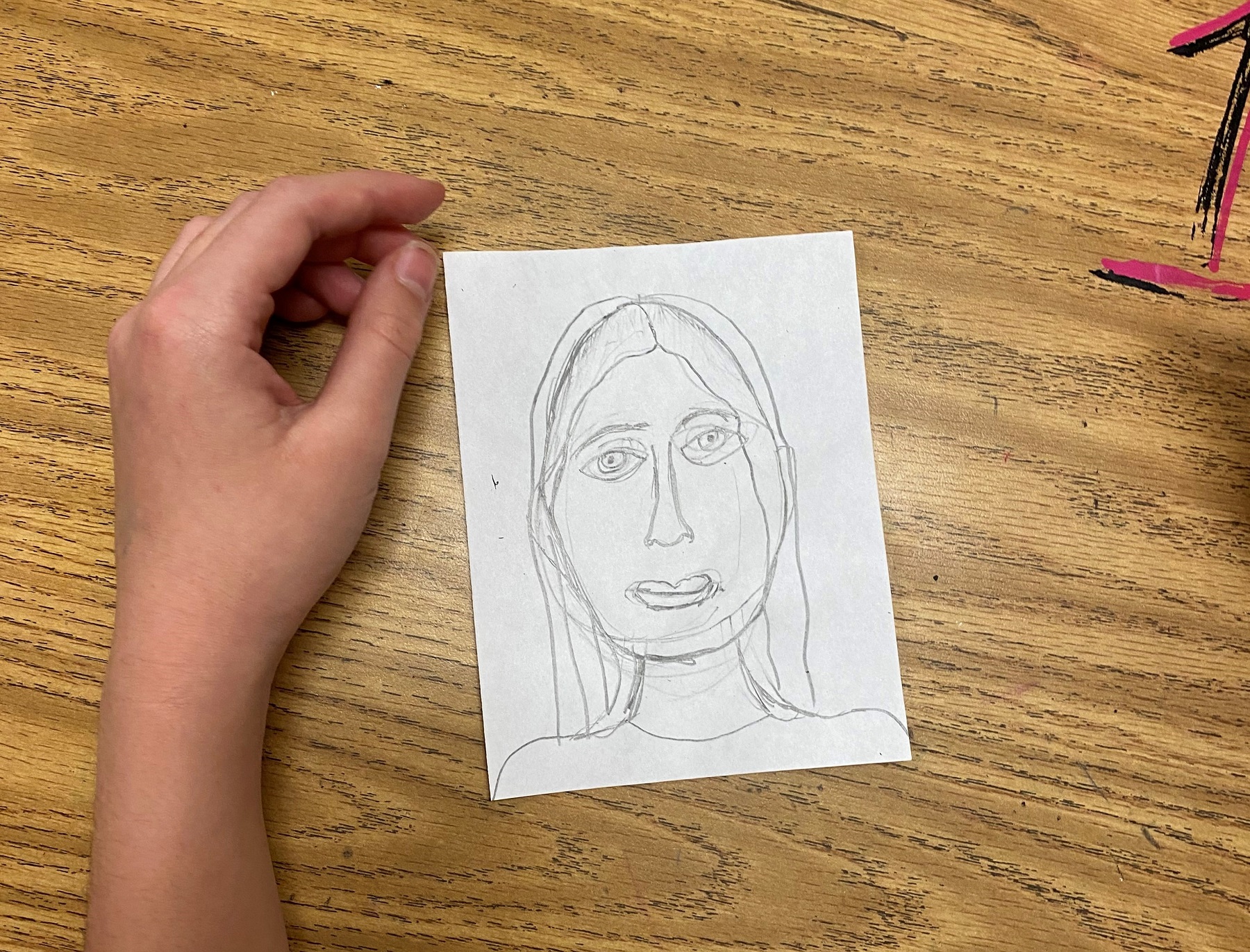 A self-portrait created by an Endhaven Elementary School student. 
